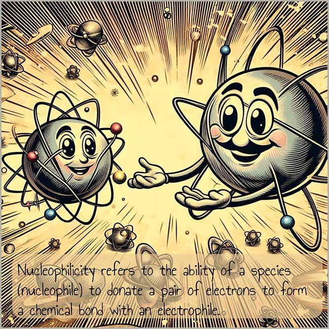 Cartoon image to show the definition of Nucleophilicity